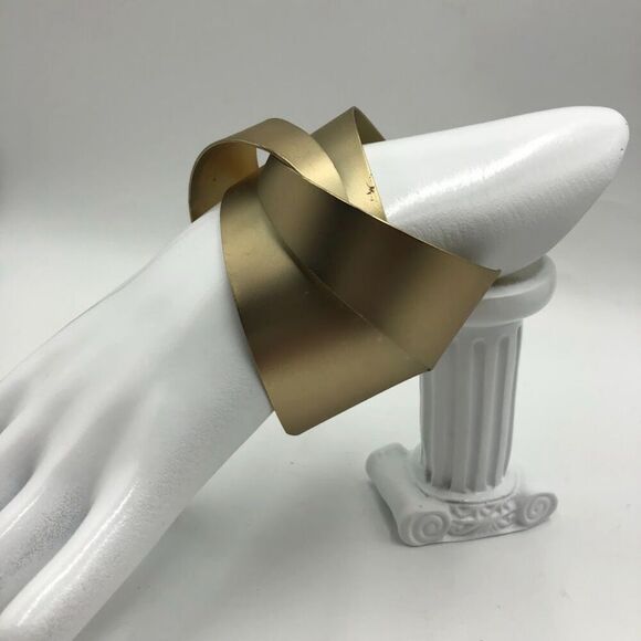 Metal Art Women's Gold Tone Cuff Braided Statement Bracelet Fashion Jewelry - Picture 3 of 12